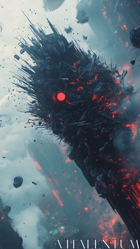 Colossal infernal monolith with glowing red core ascends.