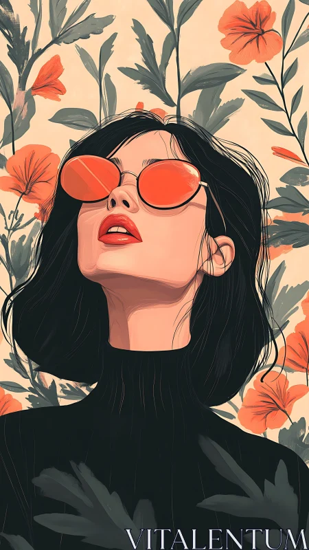 Sunlit confidence among bold flowers and soft daydreams.