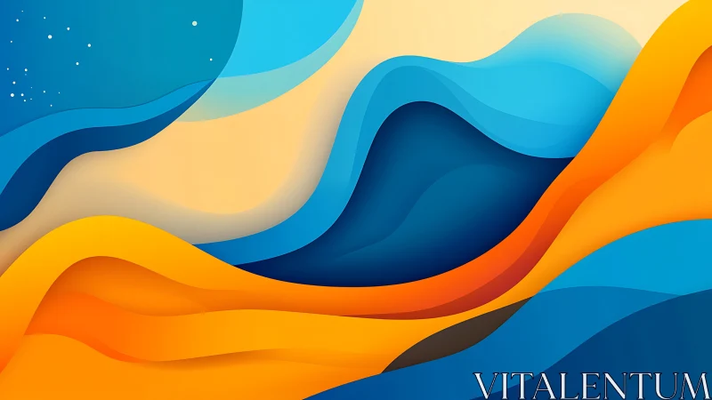 Tidal ribbons of sun and sea flowing in layered abstraction.