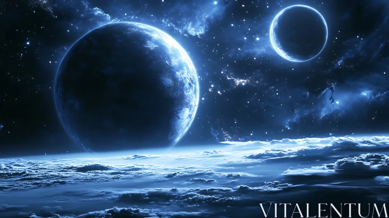 Binary planets hover above luminescent clouded exoplanet