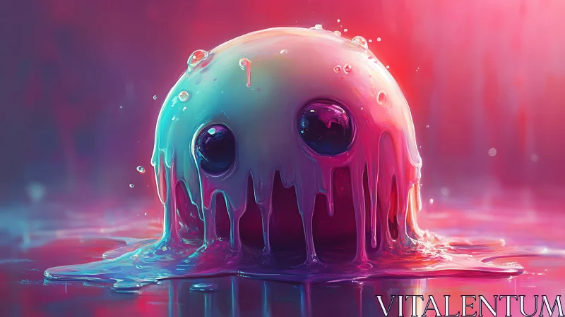 Shy pastel slime creature glowing in dreamy candy light.