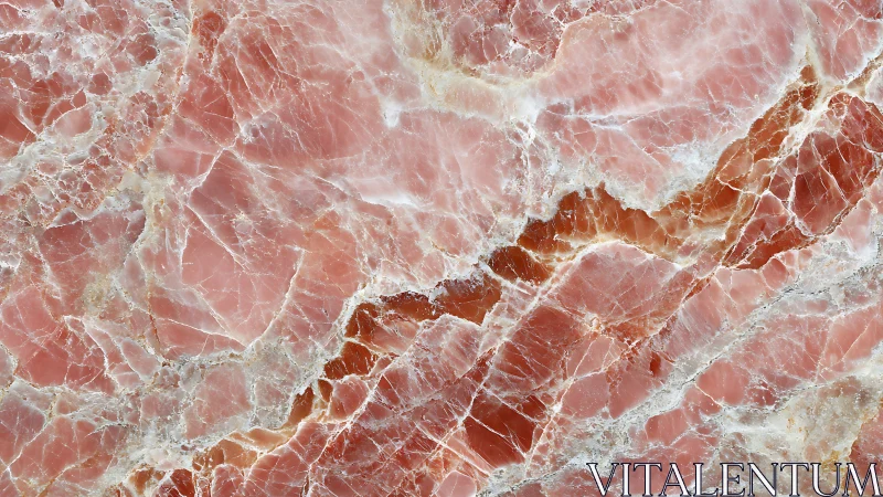 Polished pink onyx stone slab with translucent fracture veining