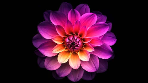 Radiant Dahlia Bloom Against Darkness.