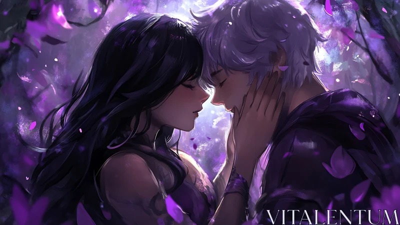 Luminous Romance Beneath Purple Ethereal Light