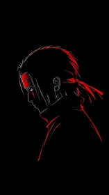 Side profile outline of bandanna figure uses red highlights