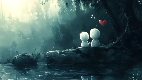 Luminescent Spherical Forms Rendered in Volumetric Lighting with Romantic Symbolism