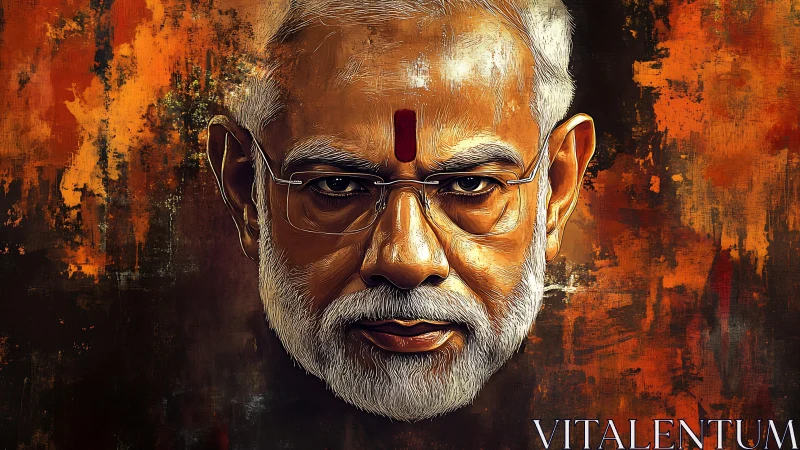 Intense frontal portrait with digitized impasto facial detailing.