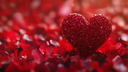 Crimson Sparkle Steals the Spotlight Among Velvet Rose Petals