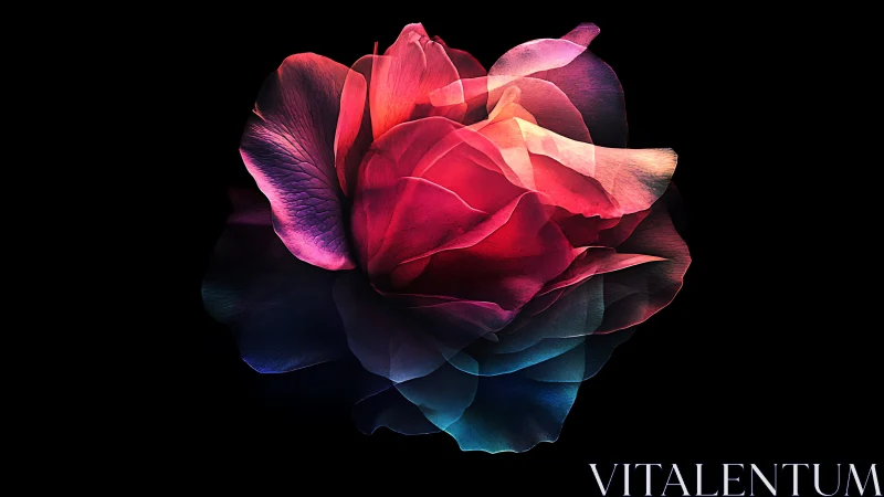 Tricolor Rose with Luminous Gradient Petals and Chiaroscuro Rendering
