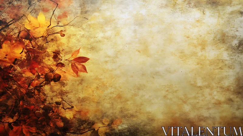 Textured autumn foliage composition with painterly negative space.