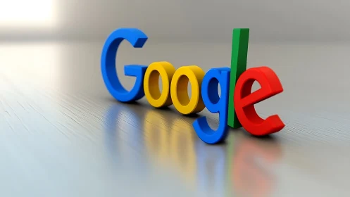 Google Logo 3D Rendering in Multi-Color Dimensional Typography