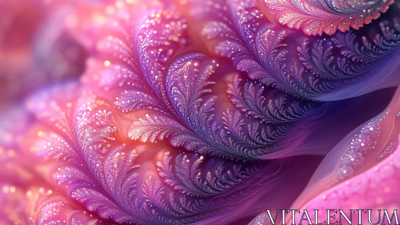 Shimmering pastel fractal leaves glow in soft dreamy light