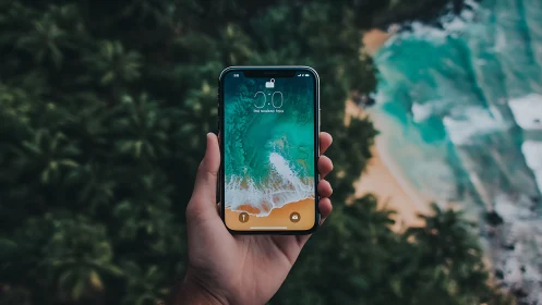 Coastal Pulse: Palm-Fringed Shores Captured in Digital Glass.