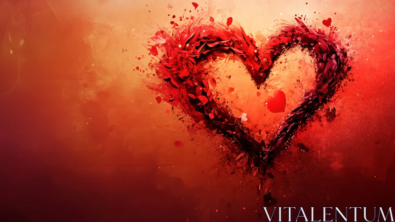 Fragmented Heart Particle Explosion Abstract Digital