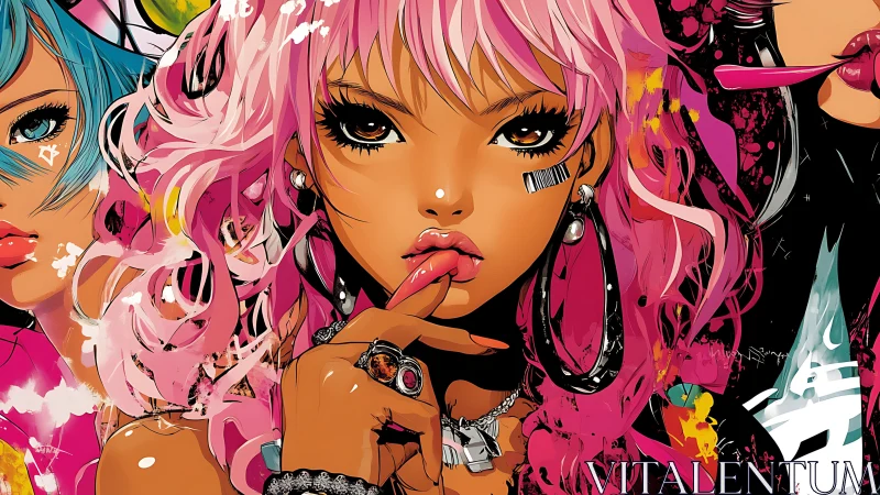 Neon-lashed rebel muse in candy chaos and glossy attitude.