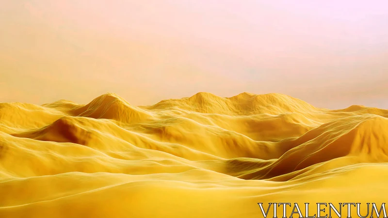 Golden dune landscape under diffuse pastel desert sky.
