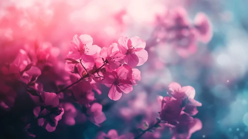 Pink flowers with blurred background bokeh effect.