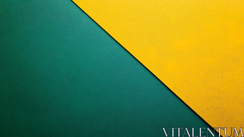 Diagonal duet of yellow and teal in minimalist tension.