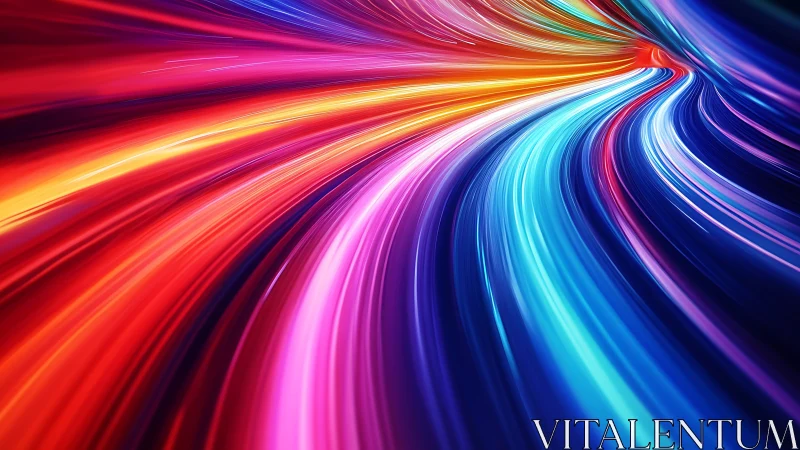Multicolored curved light trails in abstract motion field.