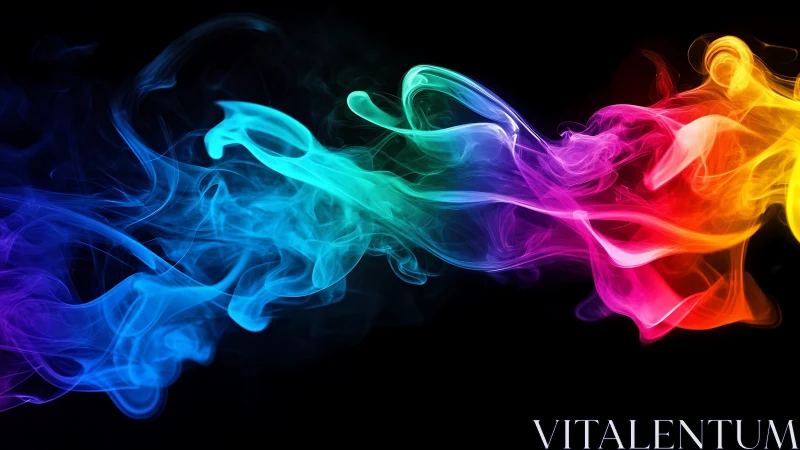 Vibrant neon smoke waves swirl across a deep black void