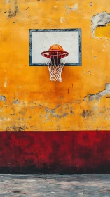 Street basketball hoop welcomes a perfect swish moment