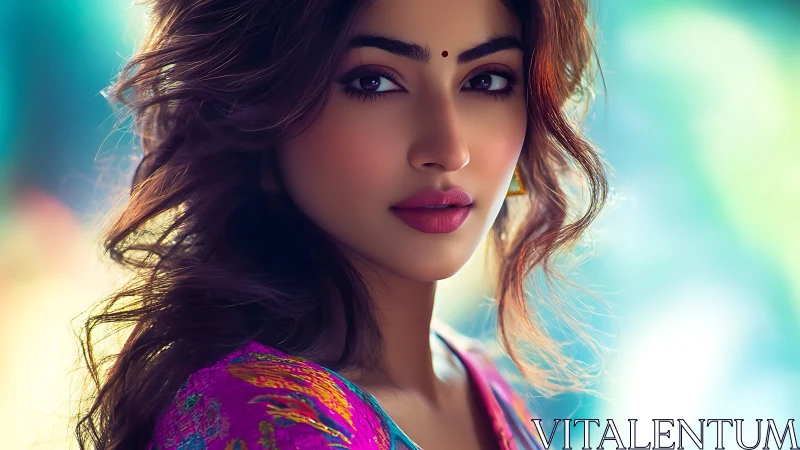 Digital portrait study with luminous bokeh and soft focus rendering.