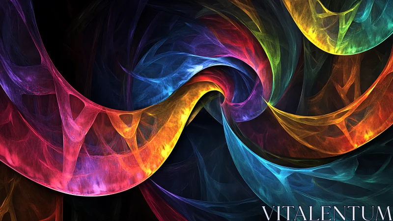 Swirling rainbow ribbons of light curl into a vibrant vortex