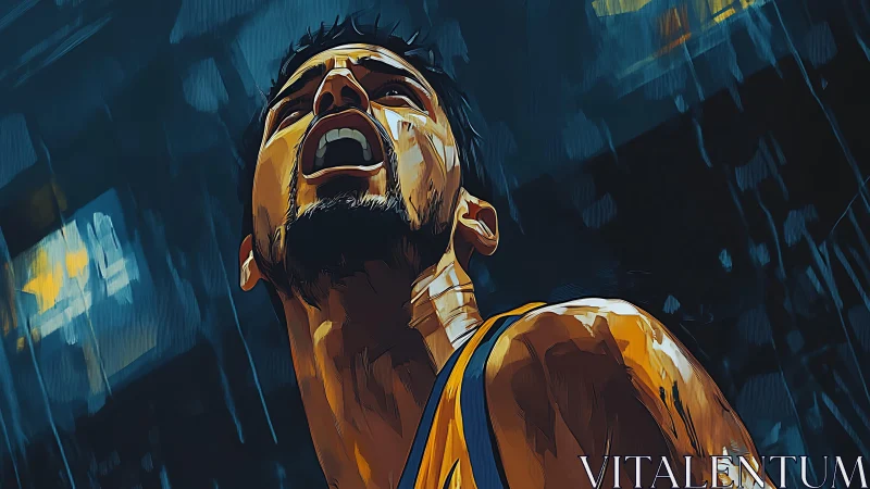 Fiery basketball moment filled with raw emotion and energy.