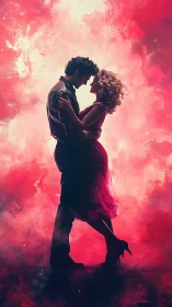 Two Hearts Glowing in Passion's Pink Light.