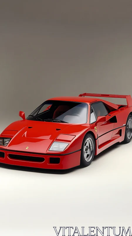 Red mid-engine sports coupe displayed in studio lighting