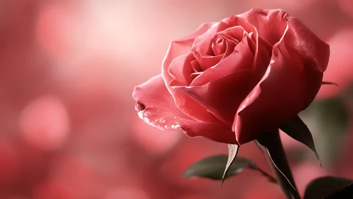 Crimson Rose in Soft Focus Light.