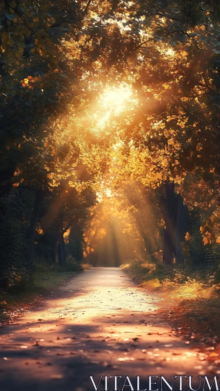 Sunlight filters through dense foliage onto a narrow path