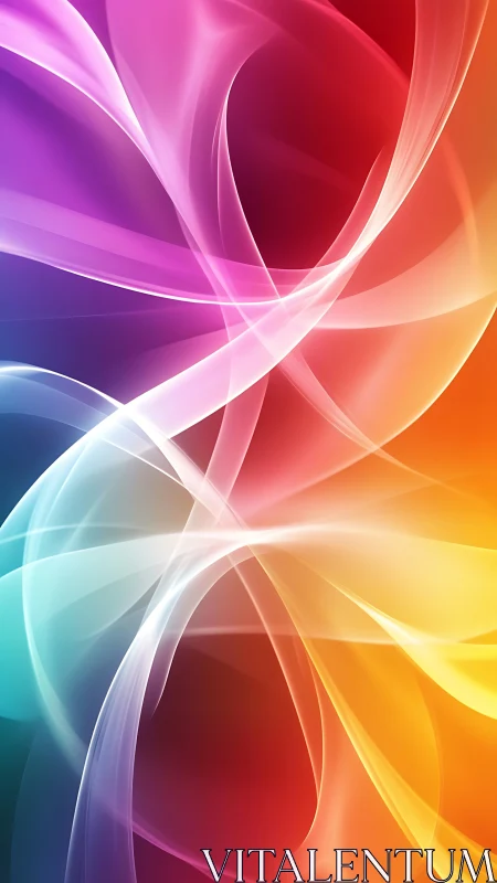 Interlaced translucent color bands form curved gradient layers