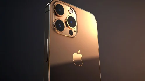 Gold-Finished iPhone Pro with Triple Lens Array.