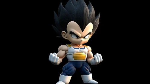 Chibi armored warrior stands ready in stylized 3D render