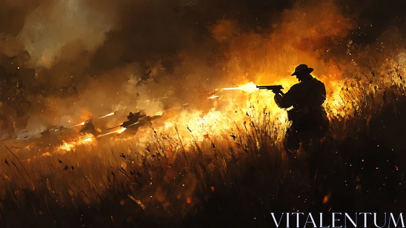 Firefighters Battle Intense Wildfire at Night.