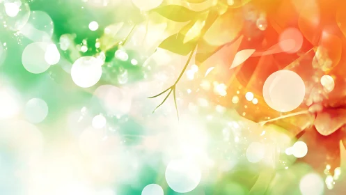 Sunlit foliage drifts through rainbow mist and glowing bokeh.