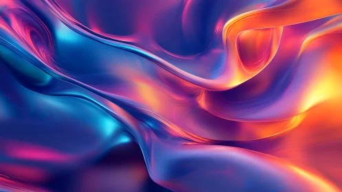 Luminous liquid waves flow in neon magenta and cyan light.