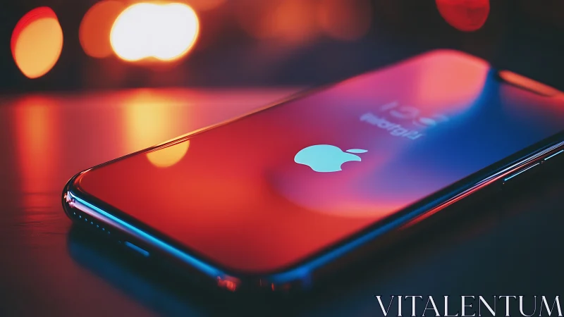 iPhone glowing with vibrant neon lighting effects.