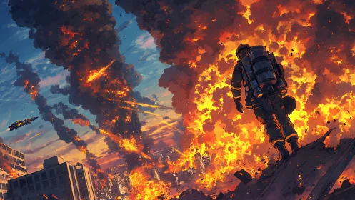Armored Operative in Urban Firestorm: Apocalyptic Chaos.