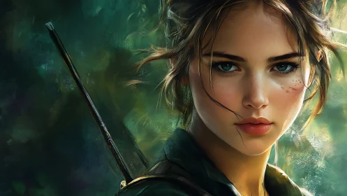 Fearless forest adventurer with bright, determined eyes.