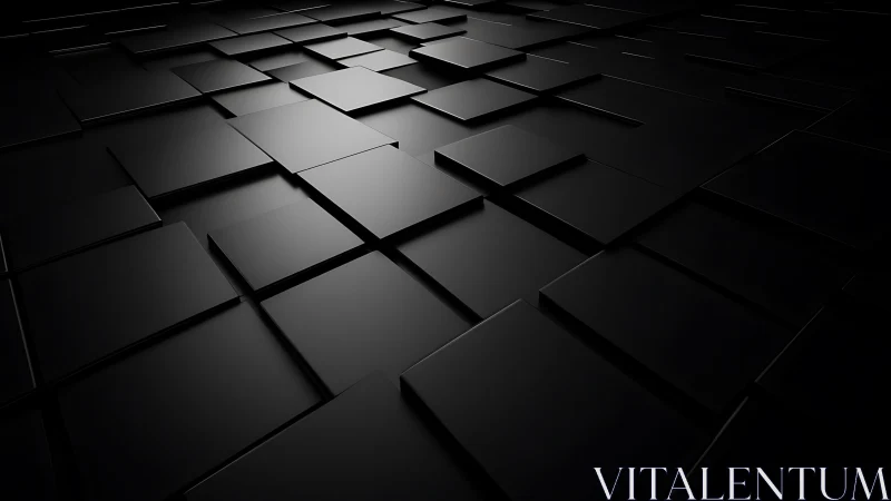 Shadowed black tiles form a sleek geometric abstract field