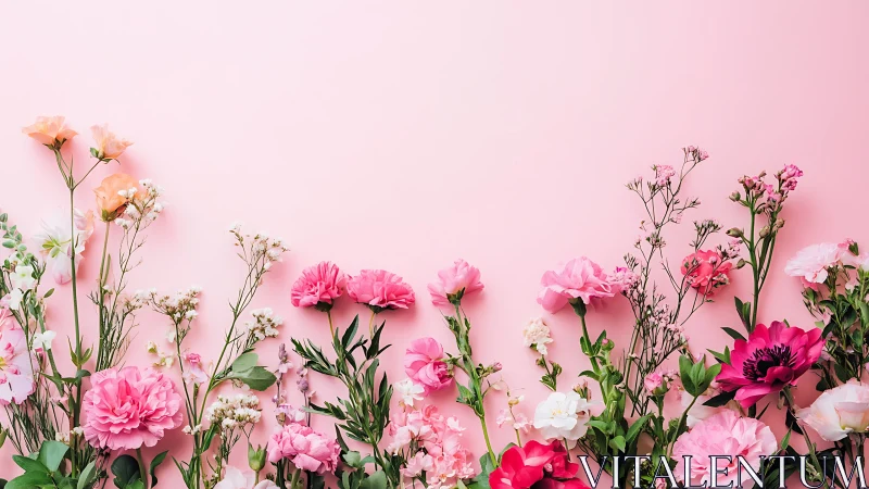 Pink carnations arranged on pastel background.