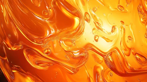 Liquid amber abstract with fluid glass-like forms.