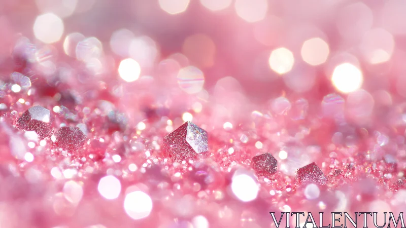 Soft pink glitter crystals glow in a dreamy sparkling haze