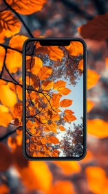 Autumn portal flickers through a floating smartphone frame.