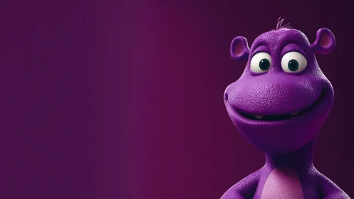 Bright purple monster smiles warmly against a cozy backdrop