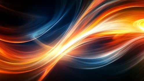 Dynamic Light Waves Flow. Abstract Orange-Blue Energy Streams.