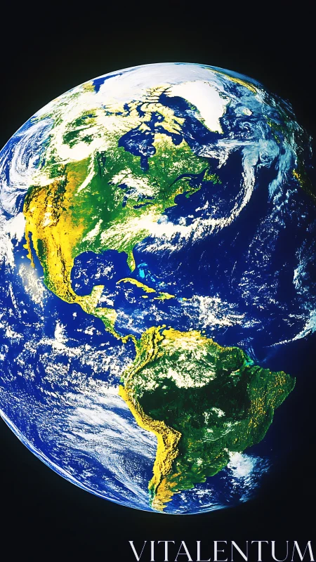 Vibrant Earth from orbit with glowing Americas detail.