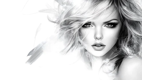 Silver-whispered portrait of a storm-eyed modern muse.